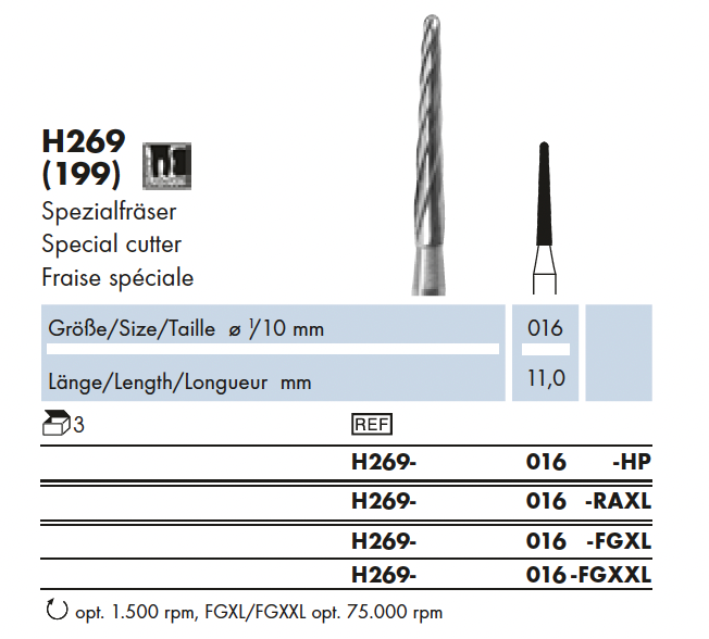 H269.016.FGXL     HM  Chir.  Speciaal boor