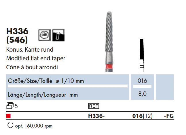H336.016.FG    HM-Afwerking  Conisch rond