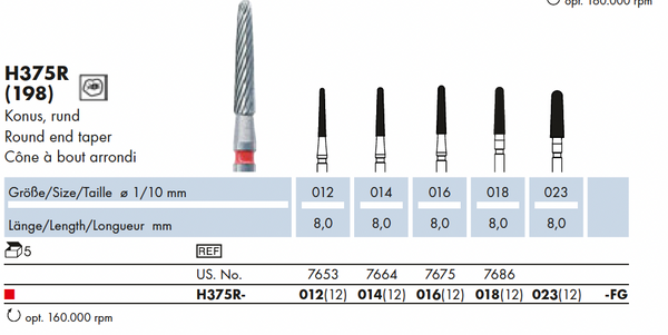 H375R.012.FG    HM-Afwerking  Conisch rond