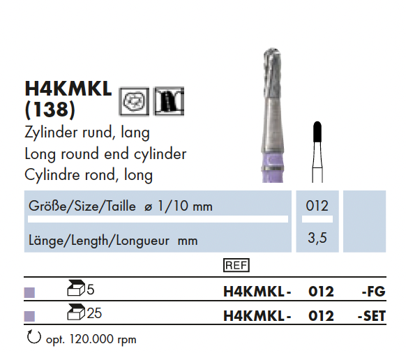 H4KMKL.012.FG   HM Kronentr. Cil. rond lang