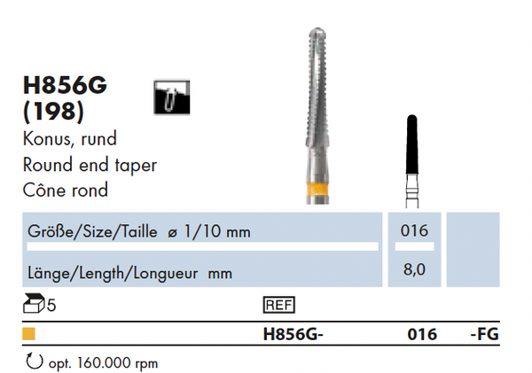 H856G.016.FG    HM-Instr. Conisch rond