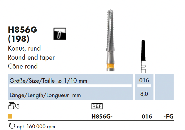H856G.016.FG    HM-Instr. Conisch rond