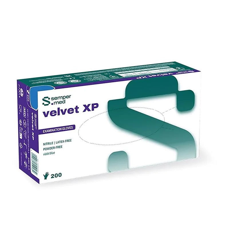 HANDSCHOEN VELVET XP NITRILE POEDERVRIJ X-SMALL VIOLET BLAUW X200ST.
