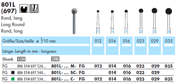 801L.010C.FG    Dia-Instr.  Rond  lang